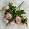 Decorative Flowers & Wreaths Artificial Peony Rose Silk Gypsophila Mixed Bouquet Wedding Hall Home Garden Office Desktop Flower Arrangement