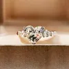 Elegant Love Heart Shape Clear Cubic zirconia Stone Solitaire Ring Classic Diamond Wedding Jewerly for Women Girls