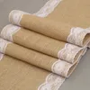 Burlap Jute Lace Vintage Champagne Table Runners for Christmas Party Wedding Decoration