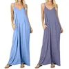 Vestidos casuales Mujeres Sling Dress Moda Sexy Color sólido Sin mangas Femme Robe Pockets Camisole Long Sundress Vestido Verano Mujer Plus Siz