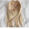 Blondynka Human Hair Topper 613 60 Kolor Kolor Virgin European Mono Slik toupe dla kobiet 130 Gęstość Klip w kawałkach włosów49719687423380