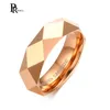 Trendiga Rose Gold Colors Rhombus Tungsten Karbid Bröllopsring för Män Storlek 6 till 11