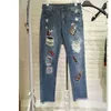 Stokta Kore tarzı sonbahar moda kadın pullu delik denim pantolon kız öğrenciler streetwear pantolon kot A3542 210708