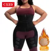 CXZD 3 en 1 Mujeres Body Shaper Neopreno Sudor Cintura Entrenador Muslo Recortador Pierna Shapers Quema Grasa Hip Enhancer Levantamiento Butt Lifter X0713