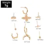 S2358 Modna biżuteria Kolczyki stadninowe Zestaw Animal Earring Dragonfly Pszczoła Księżyc Klip Mise Ear 8pcs/zestaw