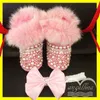 Bébé filles bottes sur mesure strass bling bottes bébé fille chaussures de luxe brillant perle décoration chaussures hiver cadeau de Noël 210326