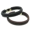 Korean version of high-grade simple leather woven bracelet fashion classic punk tide male titanium steel bracelet jewelry