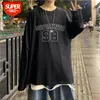 Hong Kong-stijl ronde hals printen persoonlijkheid met lange mouwen T-shirt voor jongens Koreaanse versie van de trendliefhebbers hedging bottoming com # nq7y