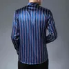 MIACAWOR New 2021 Casual Shirts Men Fashion Striped Long Sleeve Dress Shirt Men Slim Fit Camisa Masculina Plus Size 4XL C566 G0105