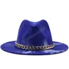 cappelli fedora nero kaki a tesa larga uomo donna cappelli jazz chiesa cintura in feltro catena cowboy berretto vintage da donna invernale di lusso