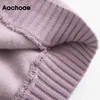 Aachoae Solido Sciolto Unisex Felpe Felpe 100% Pile di Cotone Felpa Con Cappuccio da Donna Casual Manica Lunga Pullover Magliette E Camicette 2020 Y0820