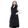 Autumn winter vest women cotton-padded warm thicken long woman vest female hooded parka jacket waistcoat plus size 211008