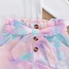 1-6Y Tie Dye Toddler Kid Girls Clothes Set White Long Sleeve T shirt Top Bow Pants Outfits Autumn Children's Sets 210515