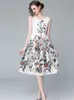 Summer Bohemain Floral Printed Dress For Women Elegant Sleeveless O-Neck A-Line Fairy Dresses 210529