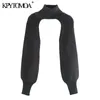 KPYTOMOA Women Fashion Arm Warmers Knitted Sweater Vintage Turtleneck Long Sleeve Female Pullovers Chic Tops 210812
