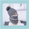 Beanie/Skl Hats, Scarves & Gloves Fashion Aessories Beanies Hat Women Sets 3 Knit Sklies Hats With Bib Mask Female Winter Veet Thick Warm Kn