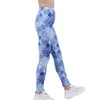 Damska Legginsy Indjxnd Spandex Wysoka Talia Push Up Spodnie Elastyczne Gradient Blue Flower Fittness Sport Kobiety Uruchamianie kostki Długość