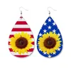 Sunflower leopard tryckta faux läder örhängen amerikanska flaggan patriotiska stjärnor ränder örhängen x0709 x0710