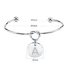 3pcs/lot Customized Personalized Stainless Steel A-Z Disc Initial Letter Knot Bangle Bracelet For Women Girl