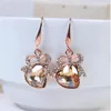 Earrings & Necklace Luxury Elegant Blue Crystal Heart Pendant Bridal Jewelry Sets Gold Color Alloy Rhinestone Drop Earring For Women