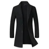 Мужская шерстяная смеси зимняя куртка Высококачественная пальто повседневное тонкое воротник длинный хлопковый транш kend22