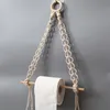 2Pcs Nordic Macrame Wall Hanging Wooden Stick Toilet Paper Holder Towel Hanger Decor 2138 V2