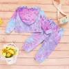 2st Toddler Spring Outfit Tiedyed LongSleeves Hoodie High Elasticwaist Leisure Pants For Little Girls Outfits Clothing Set Set2416451