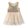 Mudkingdom Little Girls Vestidos Lantejoulas Party Party Chiffon Princesa Verão Vestido 210615