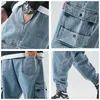 CHAIFENKO Hip Hop Cargo Jeans Pants Men Fashion Casual Harem Joggers Trousers Streetwear Denim Plus Size M-8XL 210716