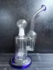 Heady Glass Bongs Recycler Bongユニークなグリーンブルーサイドカーフッカーウォーターパイプシャワーヘッドパーコパーコレーターオイルダブリグ14.4mmジョイントゼウサートショップ