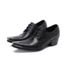 Fashion Men Real Leather Shoes Pointed Toe Lace Up Party Dress Shoes Big Size Formal Business Footwear