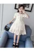 韓国の女の子のレースの長いブラウスAラインのドレス子供幼児のブティックemvroidery went down collar夏服210529