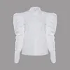 vintage puff sleeve white office ladies blouse shirts women long elegant streetwear autumn tops 210427