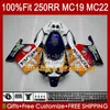 Injektionsformkropp för Honda CBR 250RR 250 RR CC 250R CBR250RR 88 89 112HC.34 CBR 250CC MC19 88-89 CBR250 RR CC 1988 1989 OEM Full Fairing Kit Gul Silvery