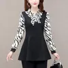 Women's Blouses & Shirts Arrival Spring 2021 Korean Fashion Clothing Women Casual Plus Size L-5xl Bow Tie Print Leopard Elegant Peplum Long