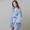 Mulheres Silk Cetim Curto Night Night Robe Kimono Robe Bride Robe Sleepwear Vestes Sexy Roupão Bathrobe Nightgown Spa Night Bornal Vestes