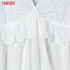 Tangada Fashion Women Flowers Embroidery White Strap Dress Sleeveless Backless Female Casual Beach Sundress 6H40 210609