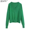 Zevity Women Simply V Neck Soft Touch Casual Purple Knitting Sweater Female Chic Basic Long Sleeve Pullovers Brand Tops SW901 211217