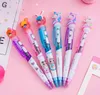 Cartoon Unicorn Light Pen LED -lampor Kiseldioxidhuvud Gel Glowing Ballpoint Student Stationery School Writing Gift Supplies Blue Ink