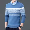 Autumn Winter Casual Brand Warm Pullovers Turn Down Shirt Collar Knit Pattern Outfits Sweater Coat Men