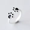 Cute Podwójny Kot Dog Niedźwiedź Paw Otwarcie Palec Pierścionek Dla Kobiet Dziewczyn Trendy Zwierząt Biżuteria Alloy Footprints Pierścienie Nice Prezenty