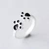 Leuke dubbele kat hond beer poot opening vinger ring voor vrouwen meisjes trendy dier sieraden legering baby voetafdrukken ringen mooie geschenken ringen