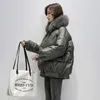 Hiver Fox Fur Collier Revers Court Veste Femmes 90% Blanc Canard Down Manteau Lâche Irrégulier Épais Parkes Chaud Neige Outwear 210430