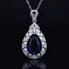 Nuovo argento 925 goccia collana a forma di pera gruppo intarsiato diamanti pieni di lusso ciondolo viola per le donne gioielli squisiti intero7766458