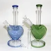 9 inch Heart shape glass beaker bong hookah pink thick glass water pipe dab oil rig bubbler with 14mm bowl quartz banger nails ash catcher