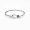 Fashion Couple Bangle Titanium Steel Wire Rope Magnetic Buckle Ushaped Micro Inlaid Bracelet for Man Women25885106098