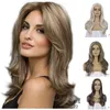 22 inches synthetische pruik mix kleur simulatie menselijk haar pruiken golf perruques de cheveux humains wig-058