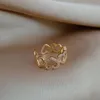 Anéis abertos de ouro de pérola de alta qualidade para mulher moda coreana jóias festa de luxo ajustável anel de menina incomum