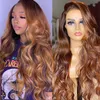 Highlight Lace Front Wig Body Wave Ombre Blonde Highlighted Wigs Preplucked Lace Wigs 4x4 Lace Closure Human Hair Wigs Colored