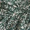 Vintage Floral Print Midi Dress Women V Neck Chic Pleated Ruffle Short Sleeve Party es Robe Femme 210515